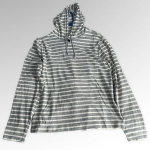 J. Crew Striped Hoodie Grey/White Men’s L
